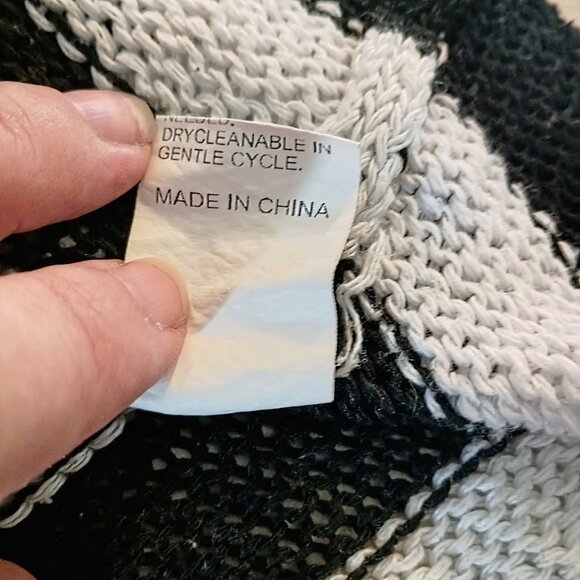 Distressed Striped Sweater Grunge Punk Knit Top Shredded Black White (Fits M) - Picture 10 of 13